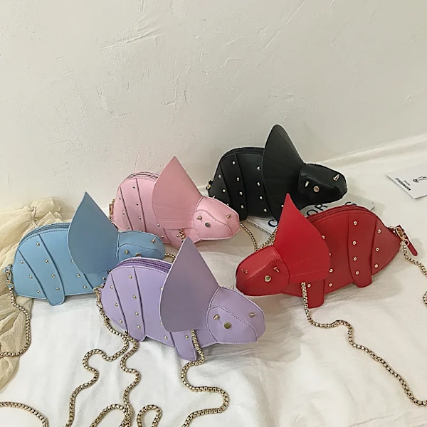 Triceratops Mini Crossbody-väska för kvinnor Plånböcker och handväskor Mode Axelkedja Kedjeväska Clutch Chic Girl's Designer-väskor Lavender