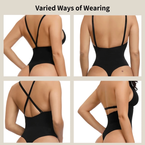 Kvinnor Djup V-hals Rygglös Body String String Formkläder Waist trainer Kroppsformare Seamless Slimming Underkläder Sexiga underkläder Nude L