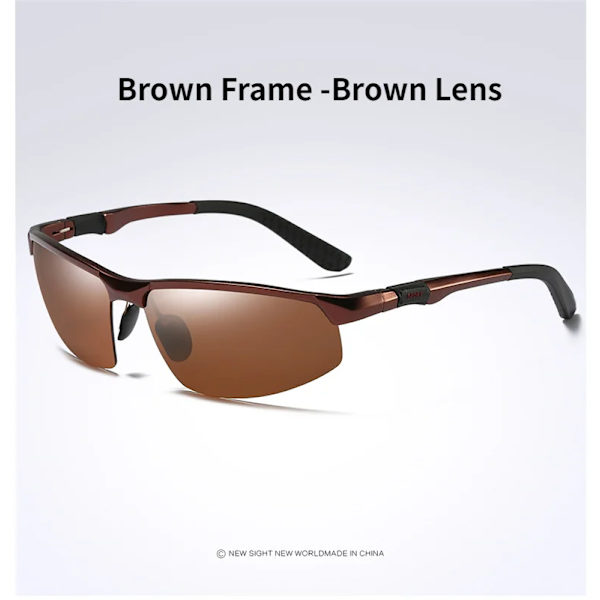 Polariserade solglasögon för män Högkvalitativ aluminium Magnesiumbåge Solglasögon UV400 Sportkörning Solglasögon män Brown Frame -Brown With Glasses Case