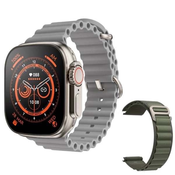 Smart Watch Ultra 8 NFC GPS Track 49mm Herr Dam Smartwatch Series 8 Termometer BluetoothCall Vattentät Sport För Apple WhiteHY Green NL