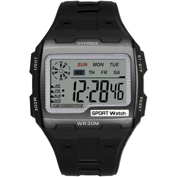 SYNOKE Digitala klockor för män Nyankomst Stor fyrkantig urtavla Alarmvecka Vattentät Kronograf Multifunktions Watch Relojes 9801Camouflage green
