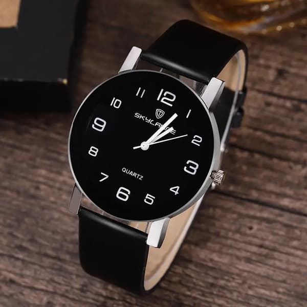 2021 Dame Sort Ur Læderrem Rustfrit Stål Analog Quartz Armbåndsur Dame Kvinde Afslappede Ure black