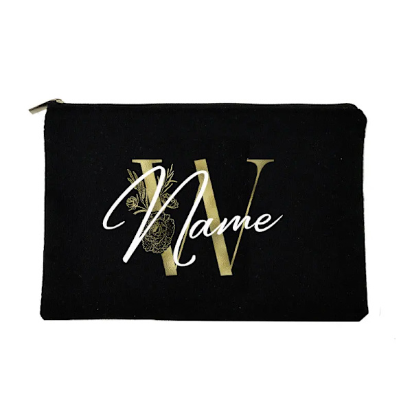 Personliga initialer Sminkväska Brudtärna Maid of Honor Semester Canvas Monogram Kosmetisk påse Bröllop möhippa Present W