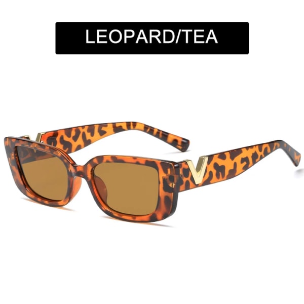 HOOBAN Mode Cat Eye Solglasögon Dam Lyx V Solglasögon För Dam Klassiska rektangulära körskydd utomhus UV400 C2 LEOPARD TEA As Picture