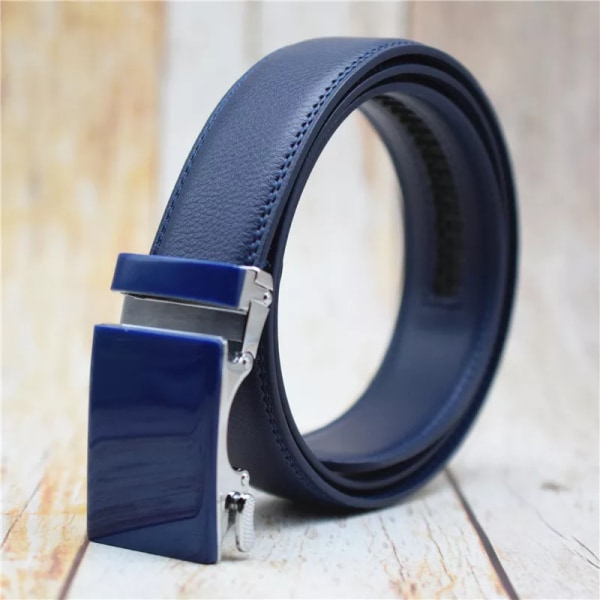 Koläderbälte för män Svart/blått/vitt/brunt/rött Automatiskt spänne Designerbälte Moderiktigt byxbälte Lyxigt märkesbälte Black 100cm