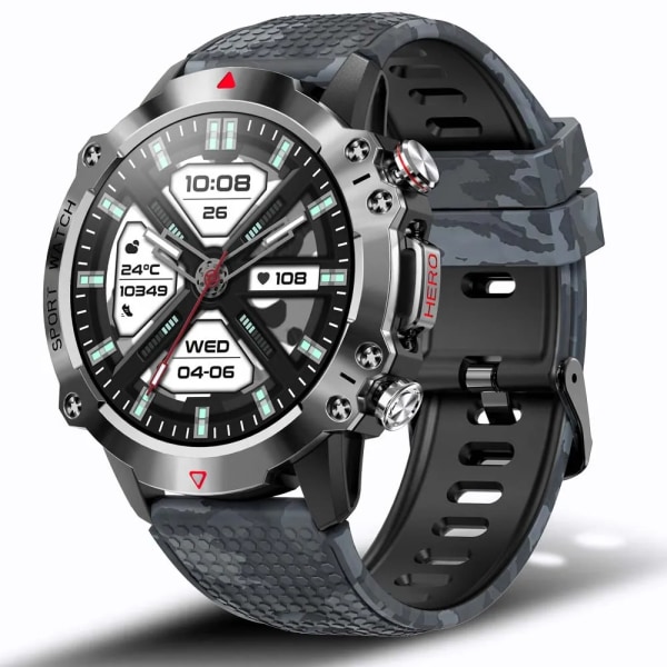 SENBONO HERO Smart Watch för män Utomhus Sport Bluetooth Call Watch 1,39 tums skärm 450mAh IP68 Vattentät Smartwatch Herr Dam camouflage black
