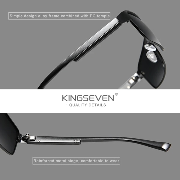 KINGSEVEN 2022 NYA polariserade solglasögon män kvinnor kör fyrkantiga glasögon herr solglasögon herr goggle UV400 Gafas De Sol Gun Gray