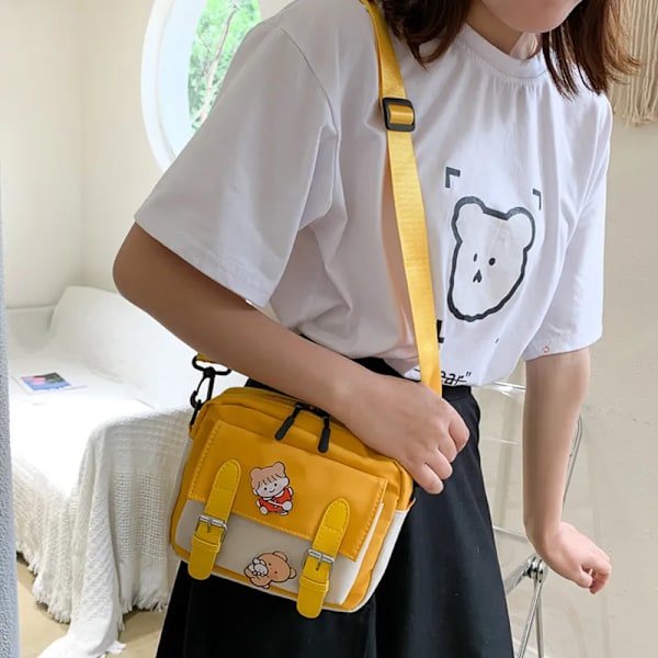 Vinter Ny canvas damväska Modebälte Dekorativ tygväska i koreansk stil diagonal liten väska Bungy Bag yellow