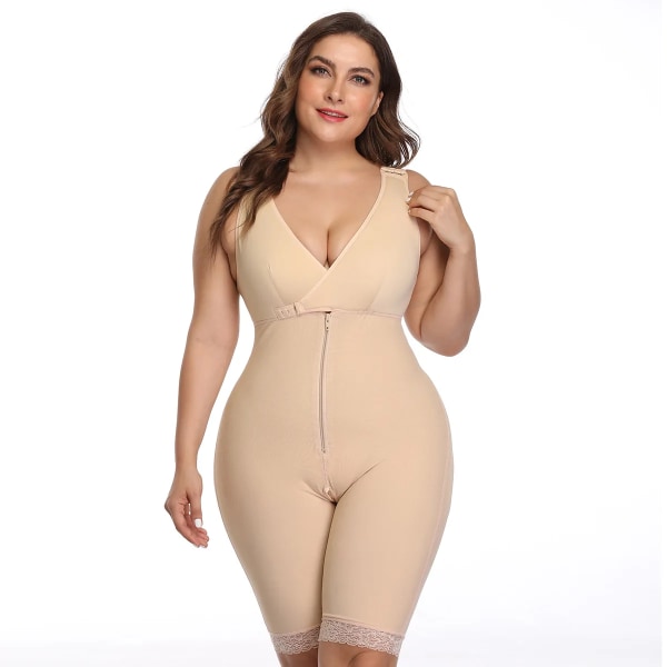Bodysuit för kvinnor Waste Trainer Helkroppsbindare Shapers Plus Size Shapewear Slimming Sheath Magen Lårtrimmer Waisttrainer Khaki XL