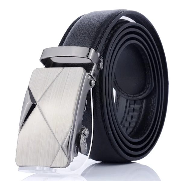 Ny stil 120 cm herrbälte med automatiskt spänne Lyxigt Casual Fashion Business Högkvalitativa midjeband i konstläder Grind Silver1-120cm 120cm