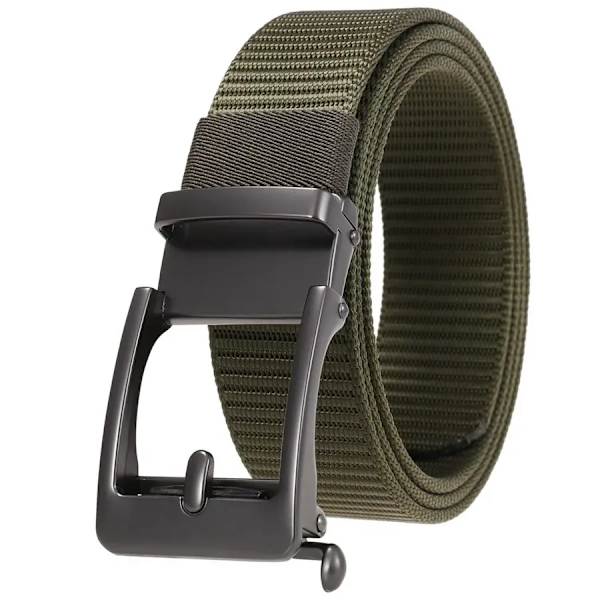 Nylon läderbälte för män Nytt tandlöst bälte med spänne hane midjeband Bredd: 3,5 cm Längd: 120 cm khaki 115CM