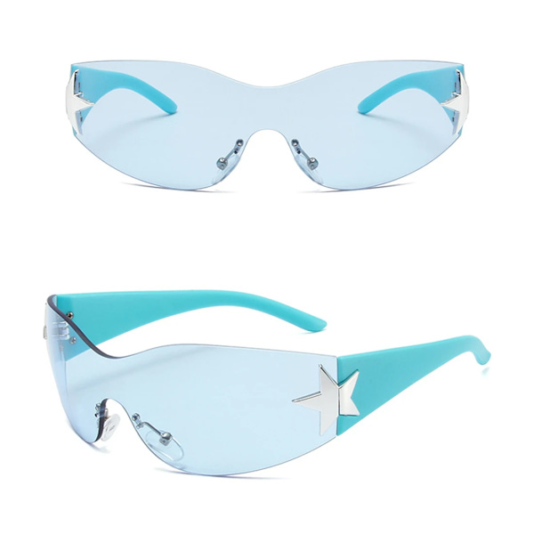 Barn Lyx Punk Sport Båglösa Solglasögon UV400 Pojkar Flickor Y2K Stars Goggles Solskydd Glasögon Modeglasögon för barn red gray