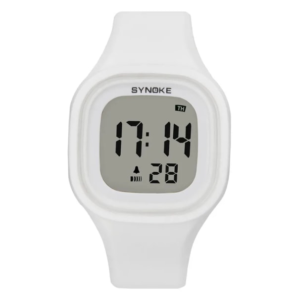 SYNOKE Män Digitala Armbandsur Sport LED Väckarklocka 50M Vattentät Timer Dam Elektronisk Watch Relogio Masculino White