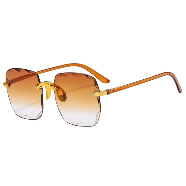 Fyrkantiga solglasögon Kvinna Mode Båglösa Gradient Solglasögon Märkesdesigner Damer Ramlösa Gradient Spegelskydd Glasögon C4