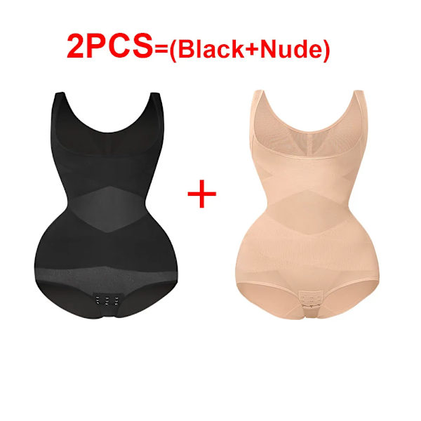 Bodysuit för kvinnor Shapewear Sömlösa underkläder Magkontroll Öppen byst Korsett Bantning Body Shaper Waist trainer Black add Nude M