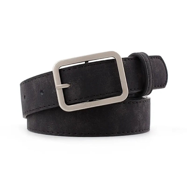 2020 105 cm läder midjerem Bälte Svart Brun hög kvalitet Dam fyrkantiga metall Spänne bälten Dam Dam Bälten för jeans Coffee