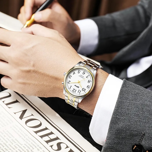 Light Up Watch Dial Full Luminous Face 40mm Easy Reader Rostfritt stål Rem 3ATM Silver