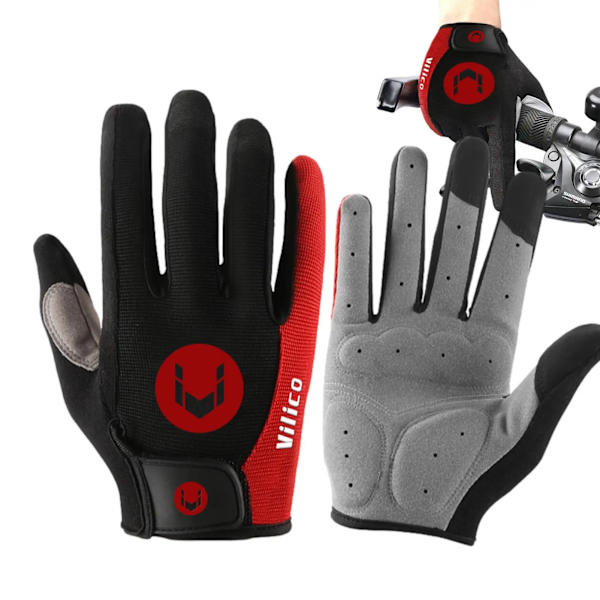 1 par cykelhandskar Antisladd Soltät, hög temperaturbeständighet Mountainbike varm Håller pekskärmen ridhandskar Red XL