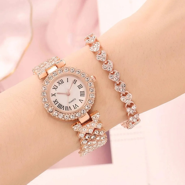 Watch för damklockor 2023 Set produkterna Watch Lyxmärke Reloj Mujer Watch diamant stålband sliver-2pcs
