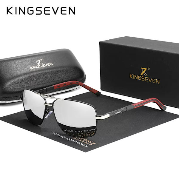 KINGSEVEN 2020 Aluminum Brand Pilot Polarized Solglasögon Män Kvinnor Modebåge Man Solglasögon för att köra Oculos de sol Mirror Silver Other