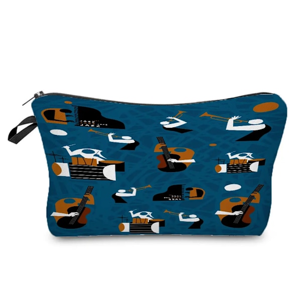Högkvalitativ organizer Bärbart case Piano Gitarrmålning Dam Sminkväska Värmeöverföring Musiknoter Print Kosmetiska väskor hz0870 Music Bag