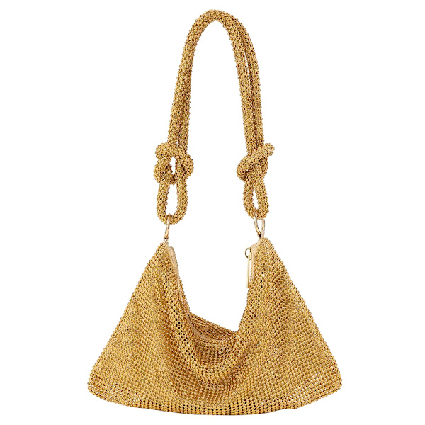 Mode Rhinestones Evening Clutch-väska för kvinnor Glänsande middagsfest Bröllopsväska Handväska Designer Kvinnlig underarmsaxelväska Yellow 26X16CM