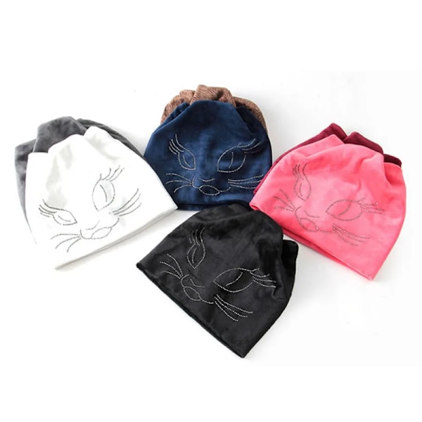 Xthree Flanell Autumn Skullies Beanies för Kvinnor Vinterhatt Söt Kitty Barnhatt för Flickor Gorras multi