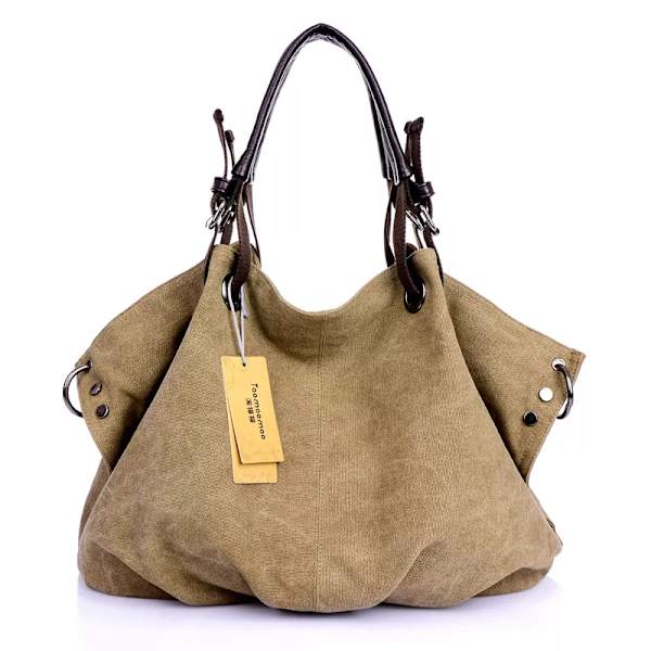 Kvinnor Canvas Messenger-väskor Kvinnliga Crossbody-väskor Solid axelväska Mode Casual Designer Kvinnlig Handväska Stor kapacitet Tote Army Green