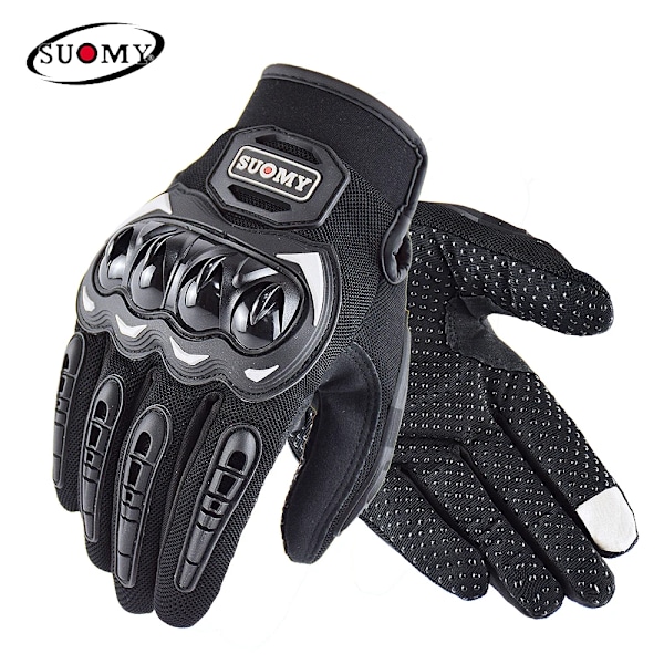 Suomy Vinatge Getläder Motorcykelhandskar Sommar Herr Perforerade Retro Läder Motorcykel Motocross Handske Dam Motorcyklist Guantes SU33  Black XS