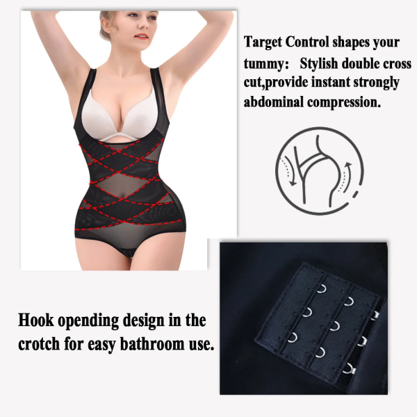 LANFEI Shapewear Kvinnor Bodysuit Magkontroll Sexig Body Shaper Body Tummy Trimmer för kvinnor Black 4XL