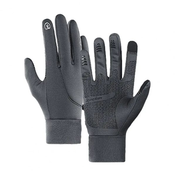 Mijia varma vindtäta handskar pekskärm vattenavvisande foder Halkfritt slitstarkt körsporthandskar vinter Grey XL