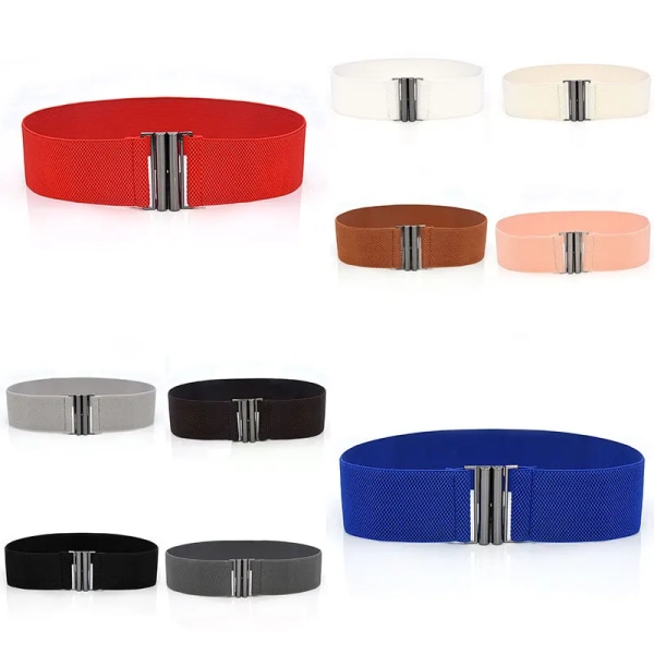 Brett resårbälte Enfärgad korsettbälte Metallspänne Dammode Cummerband Stretch Cinch midjeband Dam midjebälte style 1-camel One Size