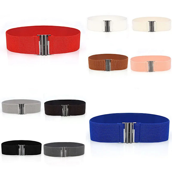 Brett resårbälte Enfärgad korsettbälte Metallspänne Dammode Cummerband Stretch Cinch midjeband Dam midjebälte style 2-coffee One Size