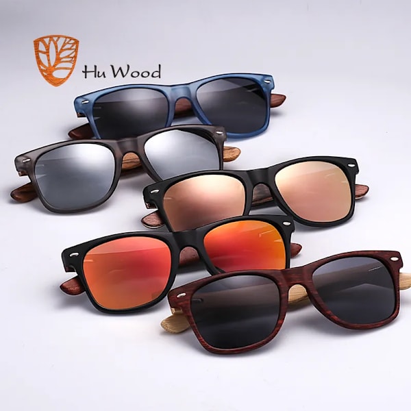 HU WOOD Solglasögon Män Träsolglasögon För unisex Dam Solglasögon Polariserade Glasögon HD Lins Spegelskydd GR8004 Red HU WOOD Polarized