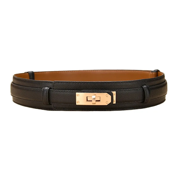 DINISITON Bälten för kvinnor för kvinnor Äkta läderbälte Mode matchande band Kohud Casual Designerbälte av hög kvalitet Black 115cm