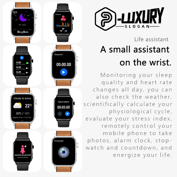 Ny icke-invasiv watch för blodsocker Män Röstringning Armbandsur Kroppstemperatur Stresstest EKG+PPG NFC Smartklocka Silver