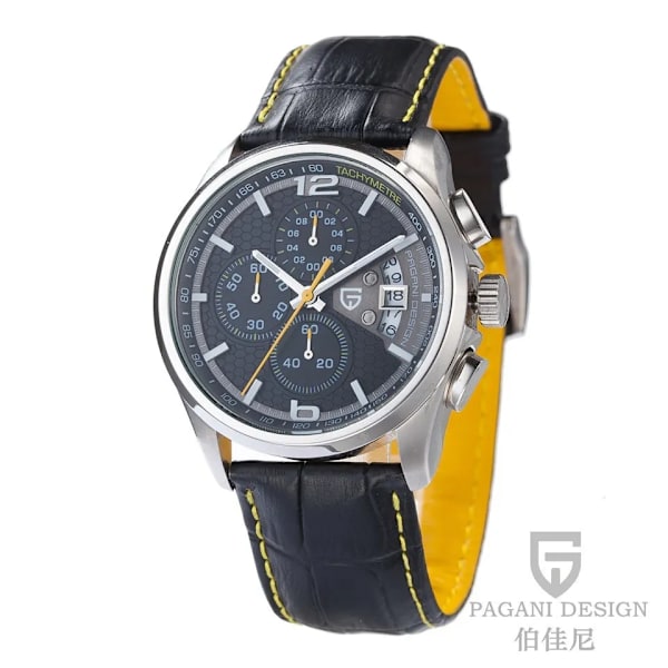2021 PAGANI DESIGN Herr Kvartsklockor Lyxmärken Moderörelse Militärklockor Läderkvartsklockor Relogio Masculino yellow B
