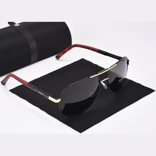 AORON Herr Polariserade Solglasögon Klassiska Pilot Solglasögon Anti-reflekterande beläggning Lins Legeringsram Körsolglasögon Herr Grey Frame- Blue Zipper Glasses Case