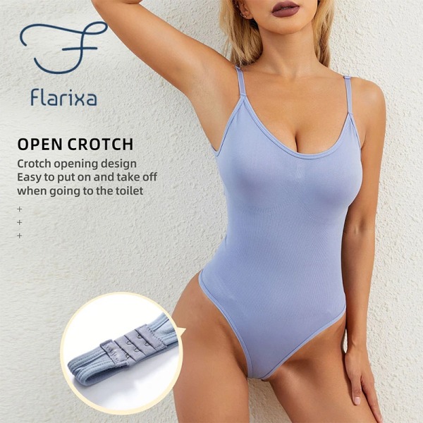 Flarixa Shapewear Dam Magkontroll Sömlös Body Shaper String String Elastisk Spaghetti Strap Body Plus Size Shaping Corset Black M