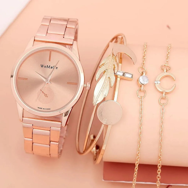 6/5/3PCS 2022 Lyx Damklockor Set Armband Armbandsur Mode Dam Quartz Watch Klänning Kvinnlig Klocka Montre Femme Relogio 5PCS Silver