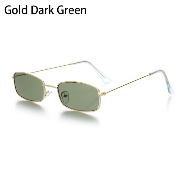 2021 New Ocean Lens Retro rektangulära solglasögon Liten metallbåge Klassiskt mode Kvinnor Män Europeisk personlighet Cykelglasögon Type2-Gold D G