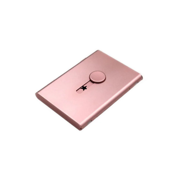 Metall Visitkortshållare Hand Push Card Case Bankkort Medlemspaket Ultra Tunt Visitkort Förpackning Box Organizer A-rose gold