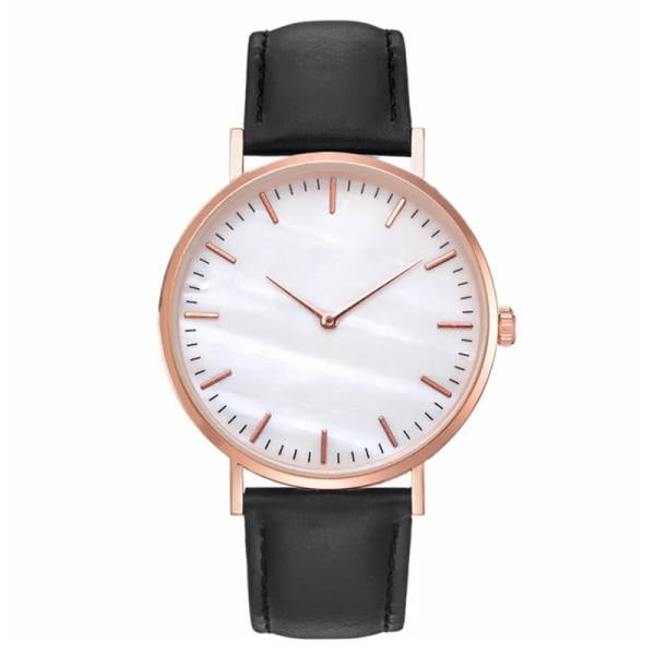 Nytt mode Enkel watch Damklockor Casual Dam Läder Kvartsklocka Watch Vrouwen Relogio Feminino Zegarek Damski Black(.602)