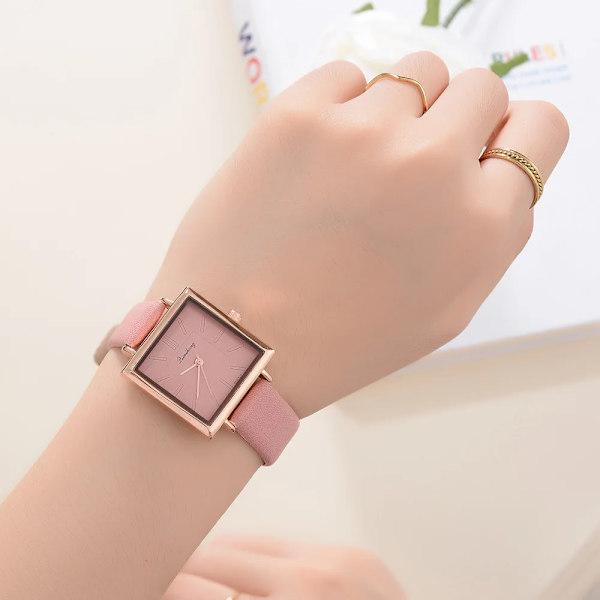 Damklockor Lyx Fyrkantig Urtavla Rose Gold Mode Enkla Klockor Spänne Klänning Armbandsur Causal Damklocka reloj mujer brown