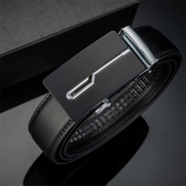 140 cm 150-160 cm Automatiskt spänne manbälte Äkta läder Designermode för lyxigt koskinn Högkvalitativt märkesbälte för man Belt body 115cm