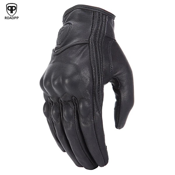 Roaopp Retro Pursuit Äkta Läder Motorcykelhandskar Pekskärm Herr Dam Motocross Vattentäta Elcykelhandskar Moto Handske No-Perforated M