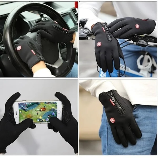 Motorcykelhandskar med pekskärm för vinterbruk, motorcykelhandskar för utomhussporter, varma dam- och herrhandskar, halkfria, vattentäta Guantes Moto Red M