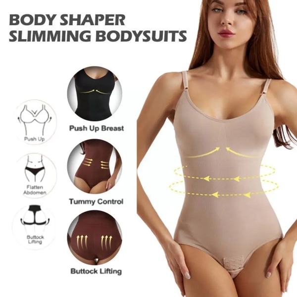Sömlös Shapewear Body för kvinnor Magkontroll Butt Lifter Body Shaper Osynlig under klänning Bantningsrem String Unde I3J1 Khaki L
