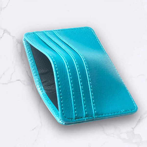 1st Transparent korthållare ID-hållare Män Kvinnor Enkelt resor Lichee Läder Bank Business ID-kort Case Smal myntväska Blue