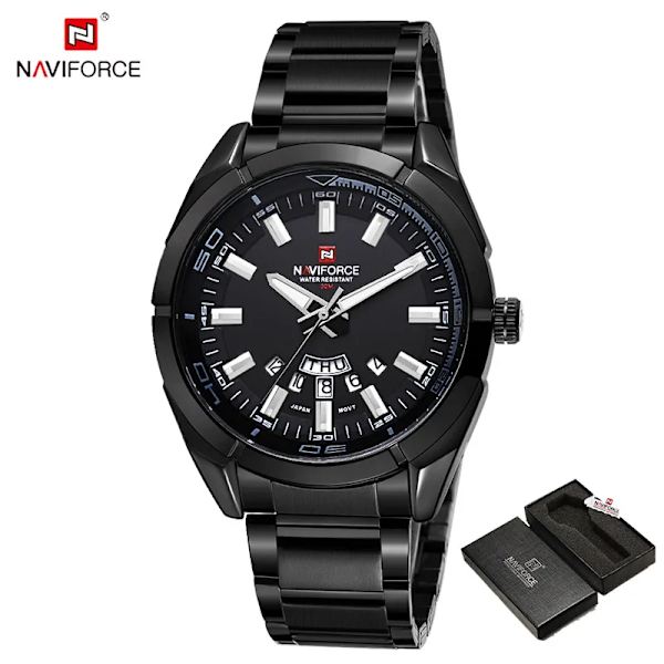 NAVIFORCE Klassisk casual för watch Rostfri teel Sport Vattentät herrklockor Quartz Datumvisning Klocka Relogio Masculino BB-BOX